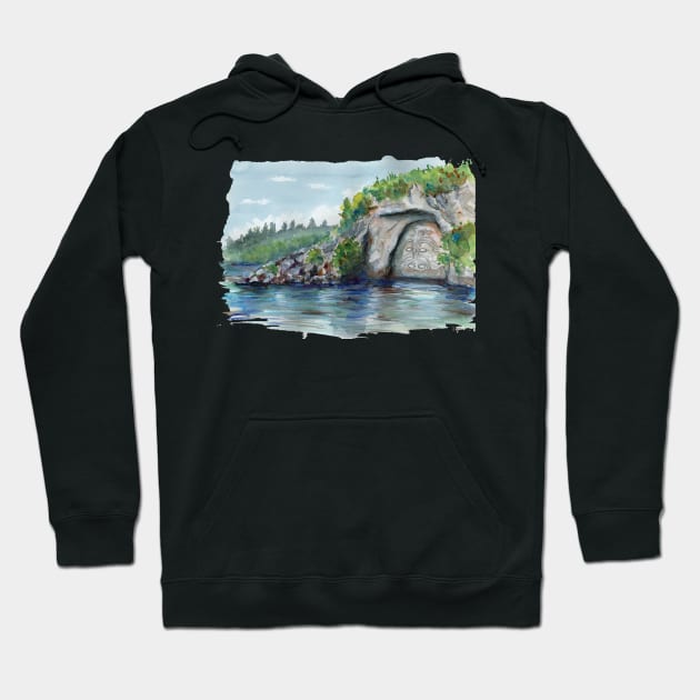 Maori carving on lack Taupo New Zealand Hoodie by EmilieGeant